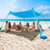 Beach Tent Canopy with 4 Poles UPF50+ Portable Sun Shade for Outdoors