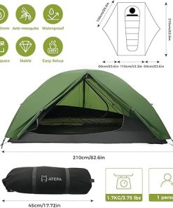 Ultralight Waterproof Camping Tent for 1 Person Easy Setup Hiking 2