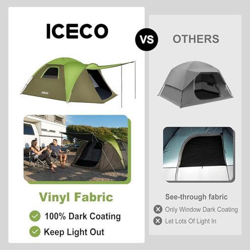 ICECO Dark Room Camping Tent for 4 People Waterproof and Easy Setup - Image 2