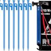 12” 8pcs Blue Tent Stakes and 12″ Carbon Steel Aluminum Camping Hammer Blue