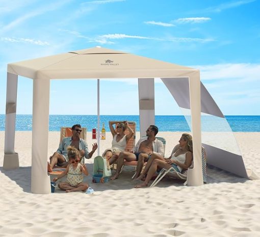 Rhino Valley 8FT Foldable Beach Tent with Cup Holder and UPF50+ - Image 2