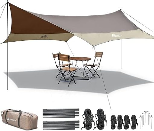 12x14FT Waterproof Camping Tarp with Poles for Car Tent and Hiking
