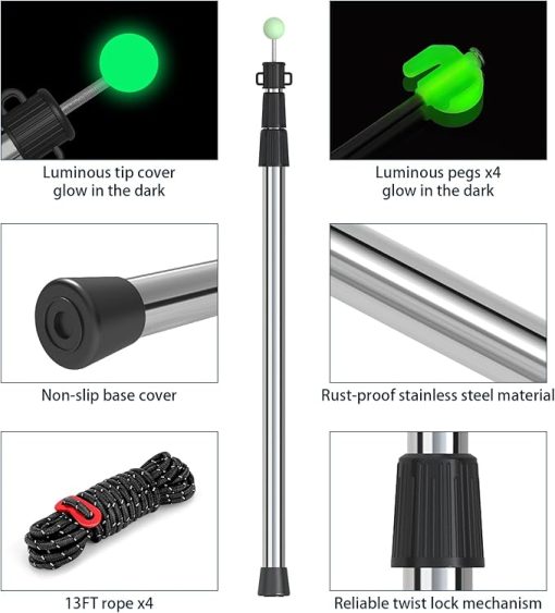 Heavy Duty Telescoping Tarp Poles for Camping and Outdoor Use - Image 2
