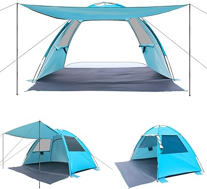 DLUCKY Beach Tent for 6 People, UPF 50 Portable Sun Shade Shelter DLUCKY Beach Tent for 6 People, UPF 50 Portable Sun Shade Shelter