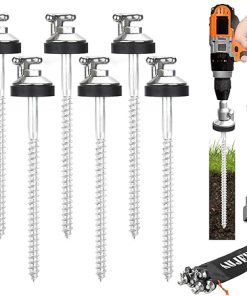6 Pack Heavy Duty Drillable Long Hook Tent Stakes for Camping