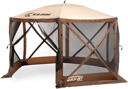CLAM Pop Up Screen Tent, Outdoor Camping Gazebo Canopy, Escape, 11.5', Brown