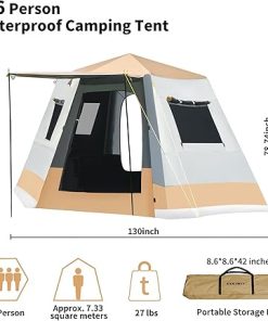 Spacious Waterproof Family Tent for 3-6 Persons Camping & Hiking 2