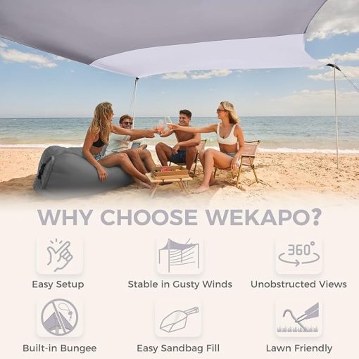 Wekapo 10x10 FT Beach Shade Canopy Tent with UPF 50 for Outdoors - Image 2