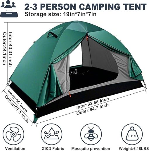 Lightweight 4 Season Backpacking Tent for 2 People Mountain Hiking - Image 2