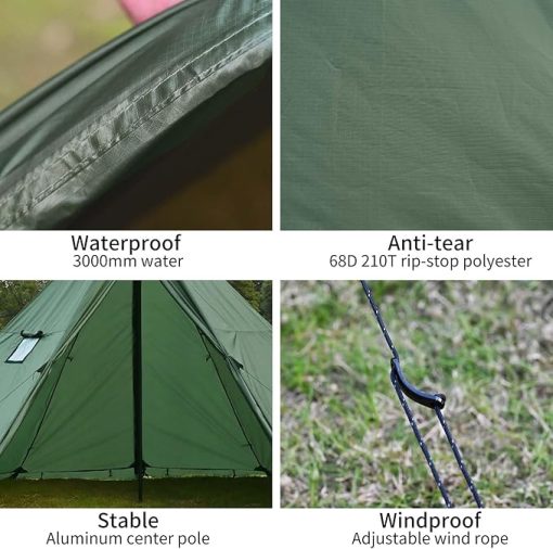 Tipi Tent with Stove Jack and Snow Skirt for 2 to 5 People - Image 2