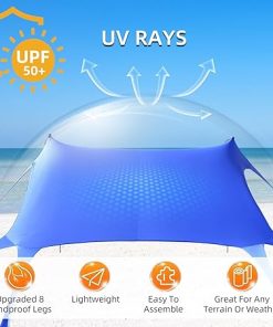 Beach Tent Camping Sun Shelter with UPF50+ and 8 Sandbags for Shade 2