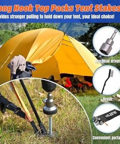 6 Pack Heavy Duty Drillable Long Hook Tent Stakes for Camping 2