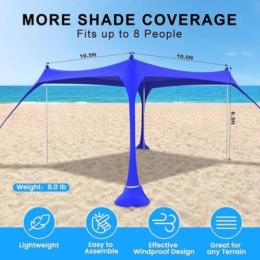 EDWINN 11X11FT Beach Tent Sun Shelter with UPF50+ Outdoor Shade - Image 2