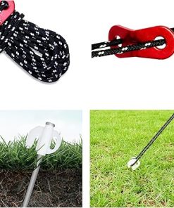 90.55” Aluminum Camping Tarp Poles Adjustable,Telescoping & Portable Tent Poles Replacement (2 Pack), it Comes with 4 Metal Stake, 4 Guy Line Cord with Guyline Adjuster & 1 Storage Bag 2