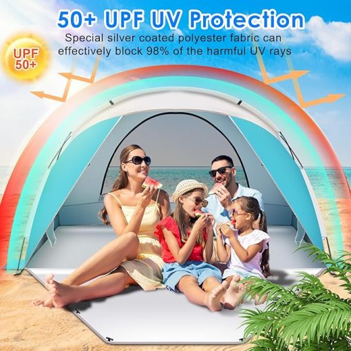 Portable Beach Tent for 3-4 People Waterproof UV Protection Canopy - Image 2