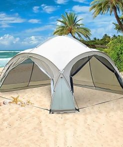 Portable Beach Canopy Tent 14×14 ft UPF 50+ for 8-10 Person Use