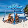 Grandekor Beach Cabana 6’×6′ Beach Canopy with Sand Anchor Sidewall Hanging Hook UPF 50+ UV Beach Umbrella Portable Cool Cabana Beach Easy Set up and Take Down with Sand Pockets
