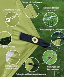 VILLEY Waterproof Camping Tarp Rain Fly for Hammock Tent Green 2