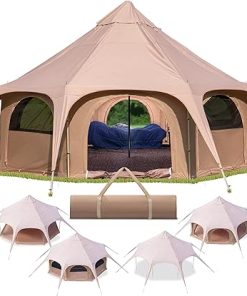 Glamping Canvas Tent 16x9ft with Stove Jack and Canopy Vents