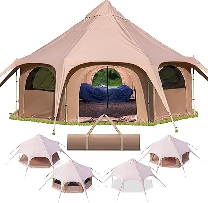 Glamping Canvas Tent 16x9ft with Stove Jack and Canopy Vents Glamping Canvas Tent 16x9ft with Stove Jack and Canopy Vents