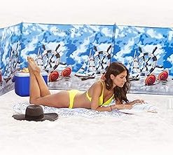 Beach Windscreen Privacy Screen Wind Blocker with Mallet and Bag