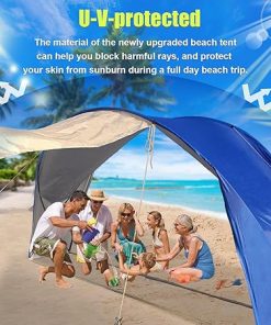 4-6 Person Portable Beach Tent with Double Pole Sun Protection 2