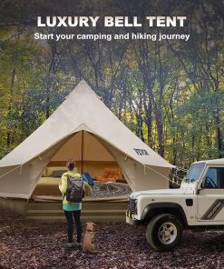 Happybuy 100% Cotton Canvas Bell Tent with Stove Jack for Camping 2