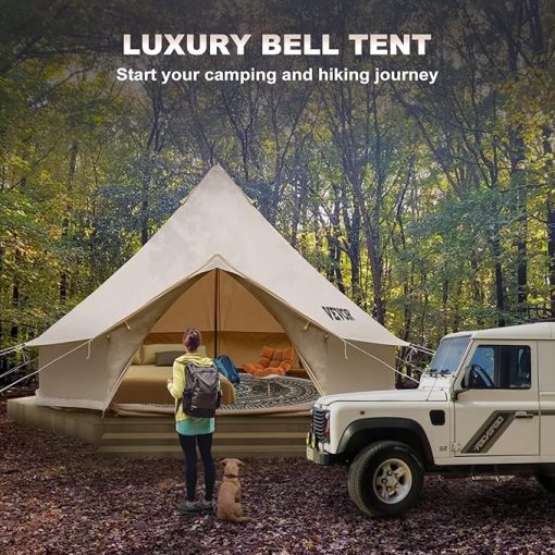 Happybuy 100% Cotton Canvas Bell Tent with Stove Jack for Camping - Image 2