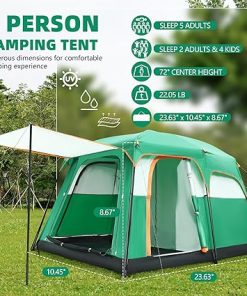 6 Person Waterproof Family Camping Tent with Rainfly and Mesh Windows 2