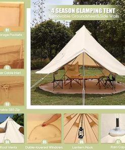 Luxury Cotton Bell Tent Yurt Canvas Tent with Stove Jack for 4 to 8 People 2