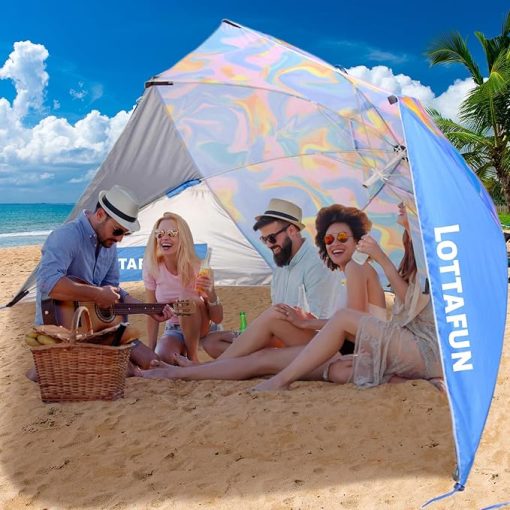 10-Foot Beach Umbrella Shelter UPF 50+ for Sun and Rain Protection