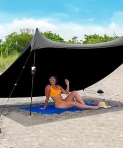 Red Suricata Beach Tent Canopy Bundle with 2 Beverage Holders Black
