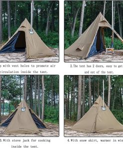 Hot Tent for Camping 2-4 Person Teepee with Stove Jack for Hiking 2
