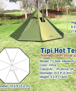 Lightweight 3 Person Tipi Tent with Fire Retardant Flue Pipes 2