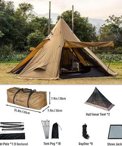 POMOLY Tipi Tent with Bromance 70 Stove for 2-4 Person Camping 2