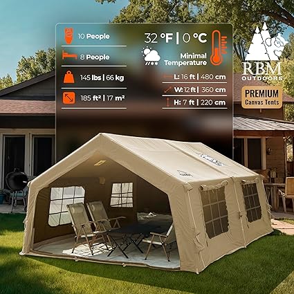 Rbm Outdoors Inflatable Tents with Stove Jack for Camping 2-10 Person 2 Rbm Outdoors Inflatable Tents with Stove Jack for Camping 2-10 Person - Image 2