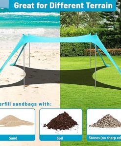 Beach Tent Canopy UPF 50 Plus UV Protection 10×10 FT Portable Shade 2