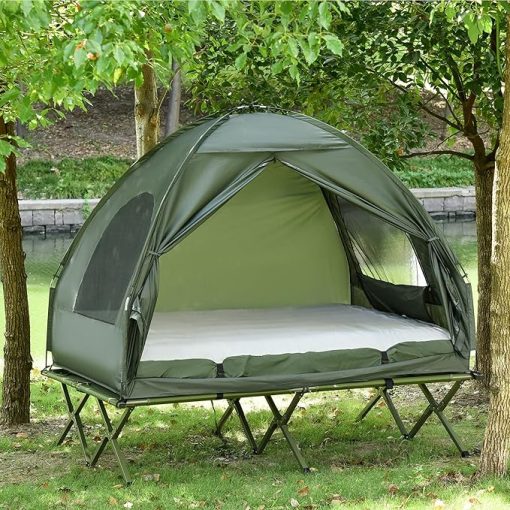 Outsunny 4-in-1 Elevated Camping Cot with Tent and Air Mattress - Image 2